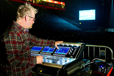 Steve Pattison at FOH for Jack Whitehall’s At Large tour (photo: Shirlaine Forrest)