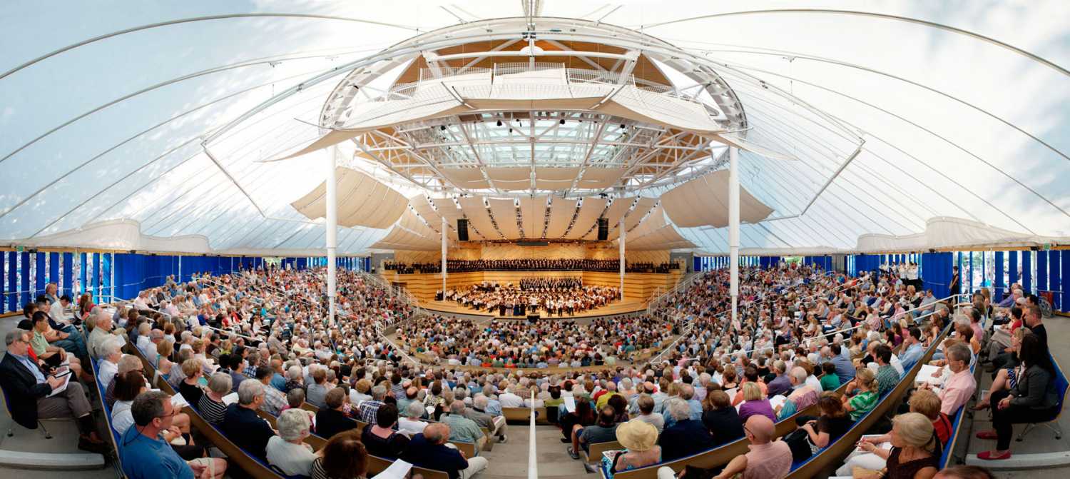 The centrepiece of the festival is the 2,050-seat Benedict Music Tent The centrepiece of the festival is the 2,050-seat Benedict Music Tent