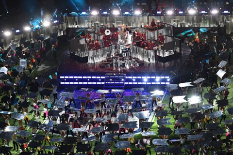 The show featured a 12-minute set from Justin Timberlake that spanned the entire field