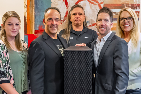 Livella Brand Group’s Ward Wasmer & Abbi Livella; Adamson’s Lin Buck; Livella’s Sib Weisbender, Adam Livella, Karin Livella & Russ Gaines