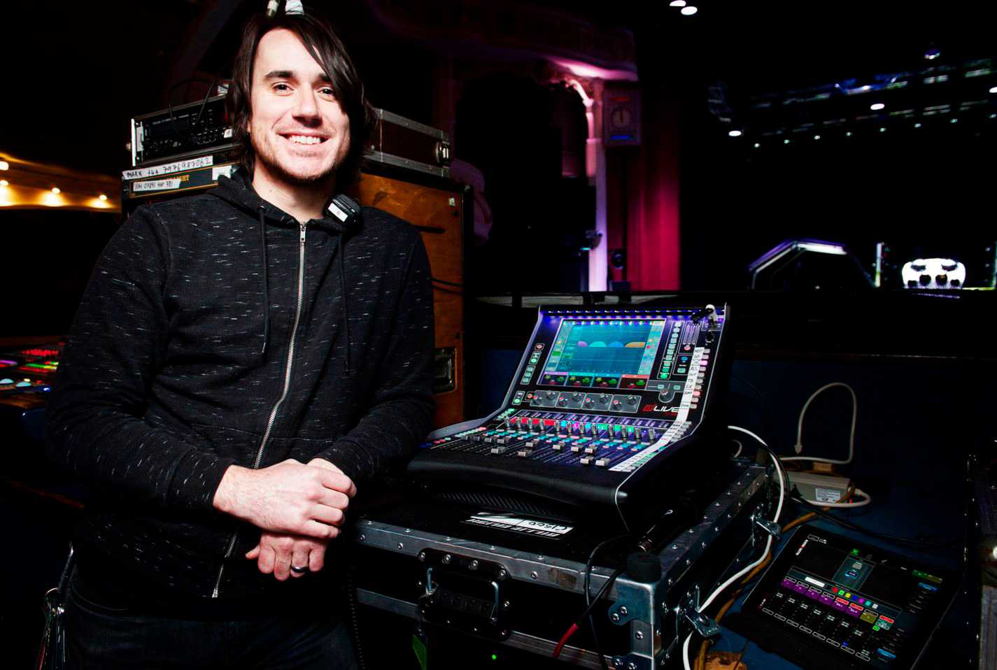 Drew Thornton with the dLive C1500 at FOH Drew Thornton with the dLive C1500 at FOH