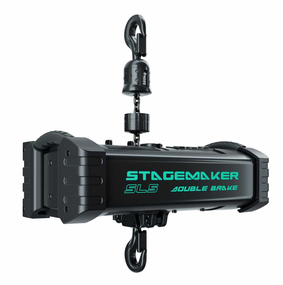 Stagemaker hoists are fitted as standard with double brakes, retractable handgrips and protective rubber pads Stagemaker hoists are fitted as standard with double brakes, retractable handgrips and protective rubber pads