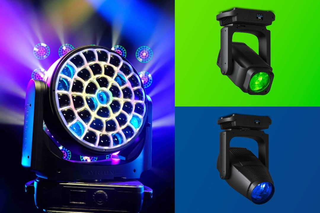 Ayrton's new lights: The Zonda 9 Wash (main), the Cobra (top right) and the Domino LT (bottom right) Ayrton's new lights: The Zonda 9 Wash (main), the Cobra (top right) and the Domino LT (bottom right)