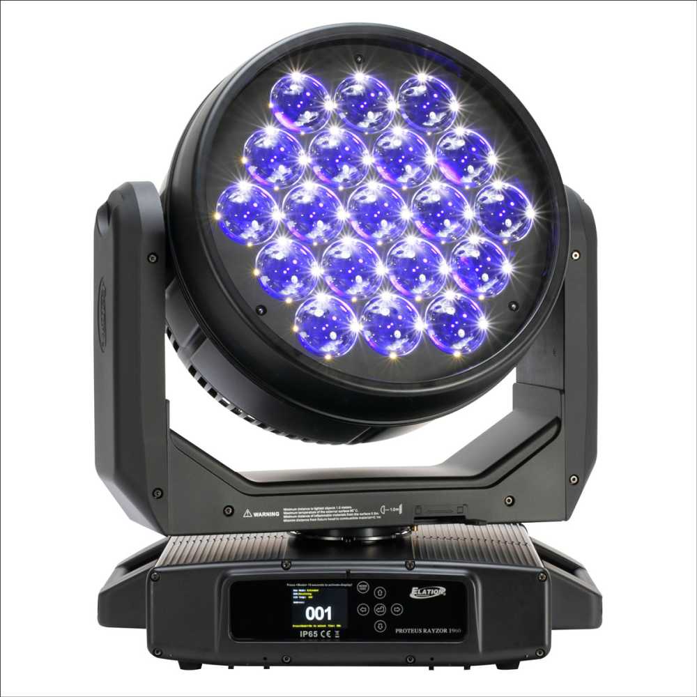 The Proteus Rayzor 1960 is driven by 19 x 60W RGBW LEDs - all independently controllable The Proteus Rayzor 1960 is driven by 19 x 60W RGBW LEDs - all independently controllable