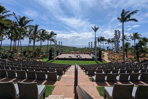 The theatre overlooks the serene Hulopo'e Bay